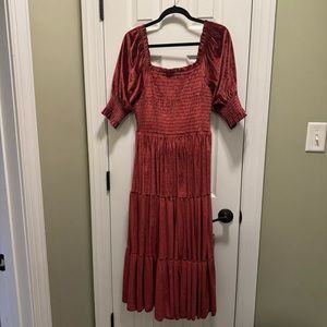 Baltic Born size Large NEW with tags Red Dress Midi Length Short Sleeve Velvet